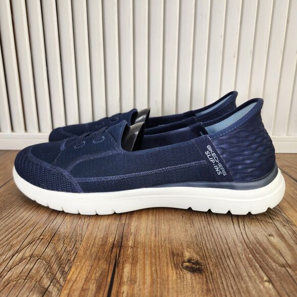 Skechers Slip-Ins On-The-Go Flex-Top Notch Womens Sz 8.5 Navy Blue Slip On Shoes - Picture 3 of 9